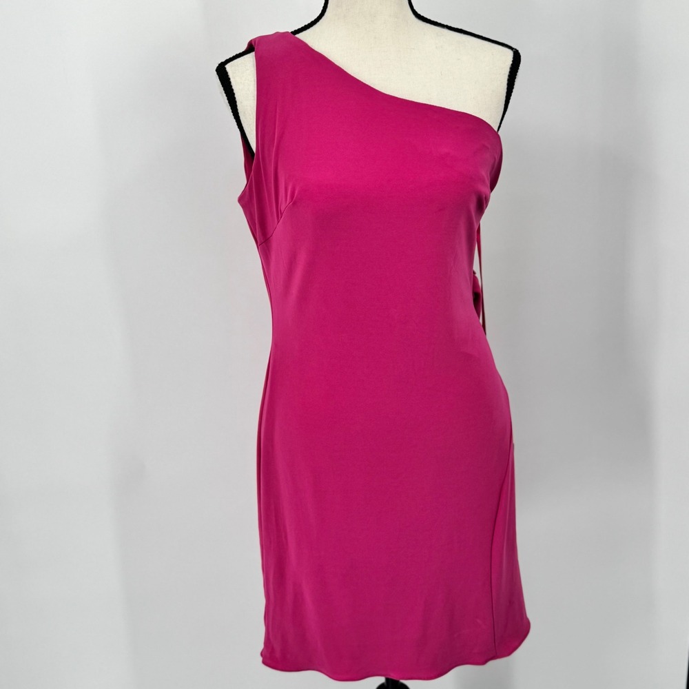 IEENA by Mac Duggal‎ One Shoulder Pink Jersey Gown Draped Silhouette Size 6